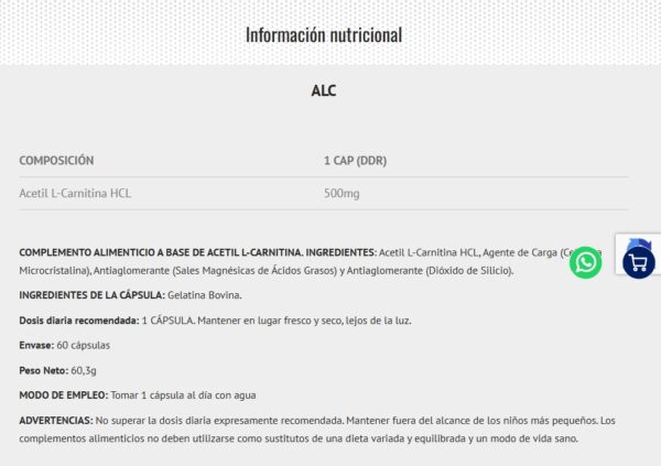 Scientiffic Nutrition ALC 500mg 90caps - Imagen 2