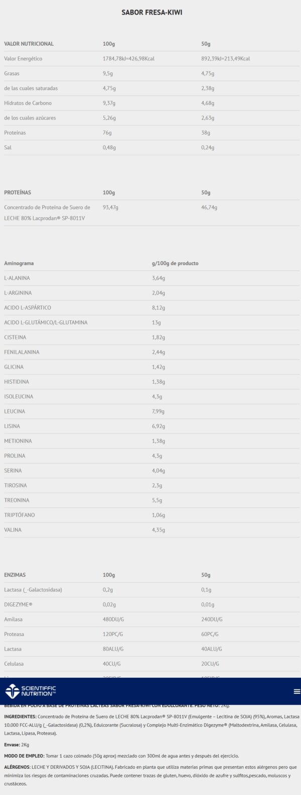 Scientiffic Nutrition Whey Professional 2.0 Lacprodan® Digezyme® 908g - Imagen 3