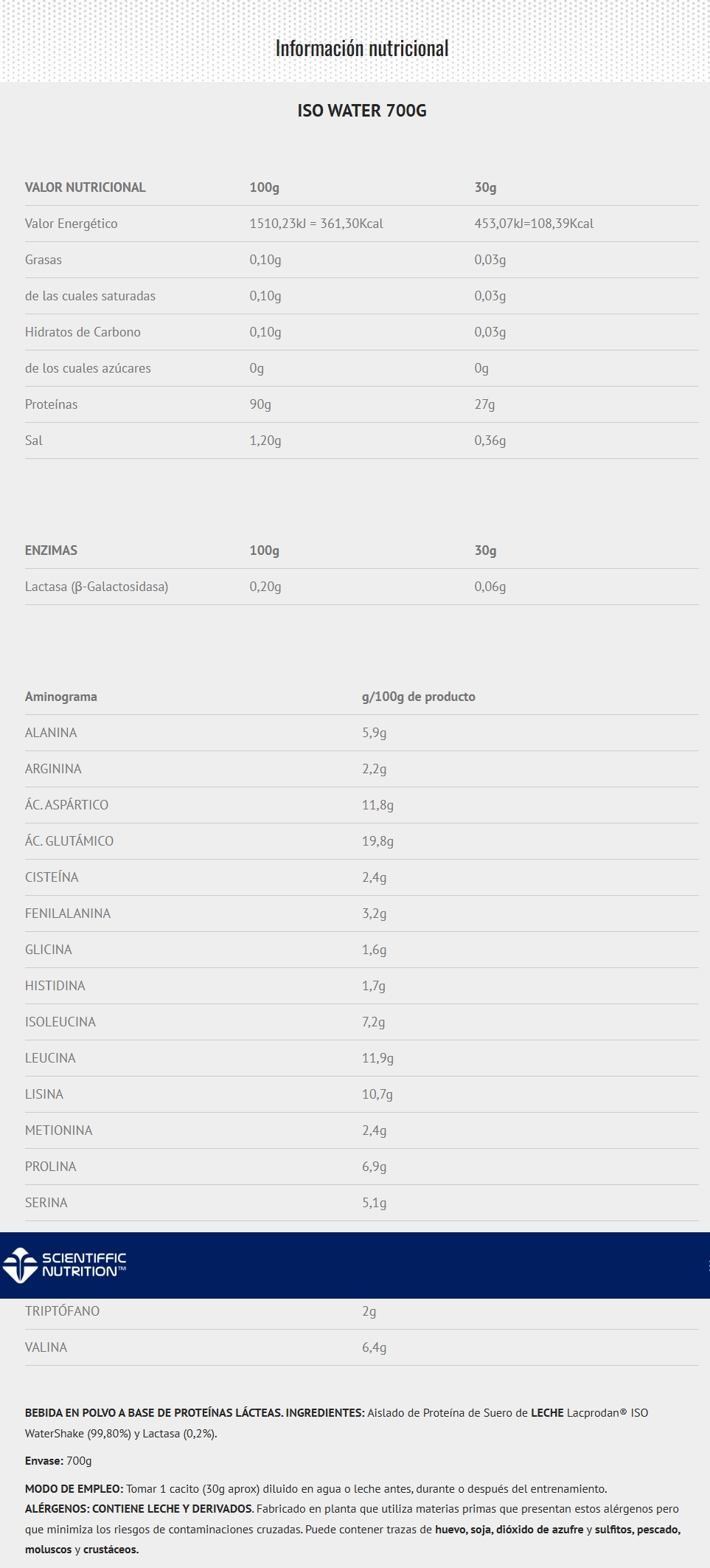 Scientiffic Nutrition ISOWater 700g Neutra - Imagen 2