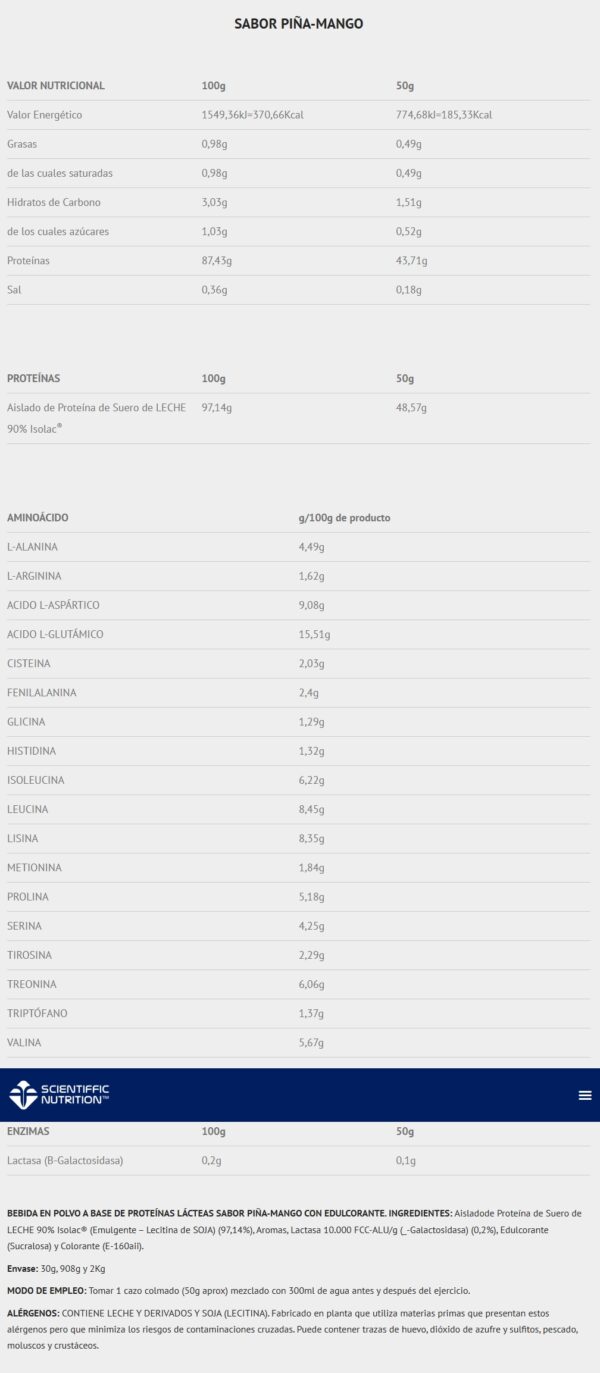 Scientiffic Nutrition Isolat 2.0 Whey Protein Isolac® 2Kg - Imagen 2