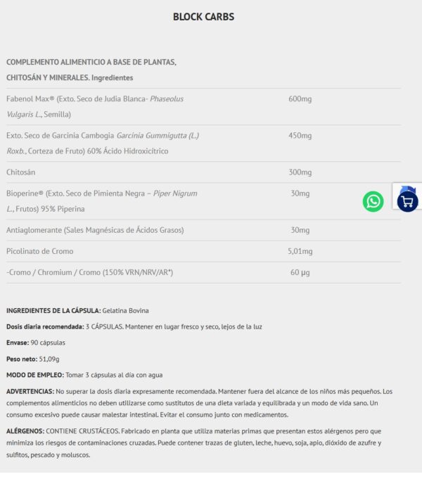 Scientiffic Nutrition Block-Carb Bioperine® Fabenol® 90caps - Imagen 3