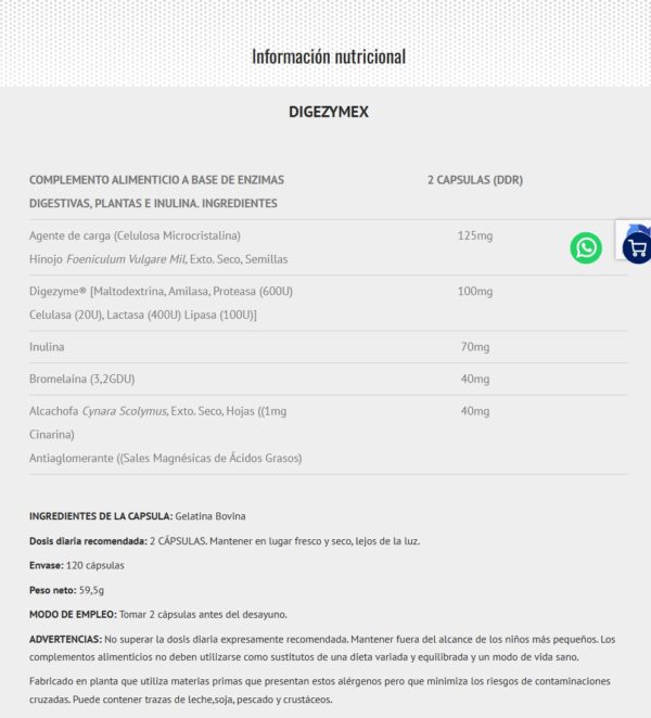 Scientiffic Nutrition Digezymex Digezyme® 120caps - Imagen 3