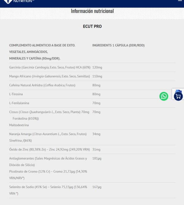 Scientiffic Nutrition E-Cut Pro 120caps - Imagen 2