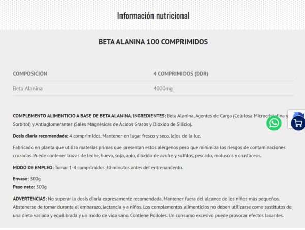 Scientiffic Nutrition Beta Alanine 1000mg-100tabs - Imagen 2