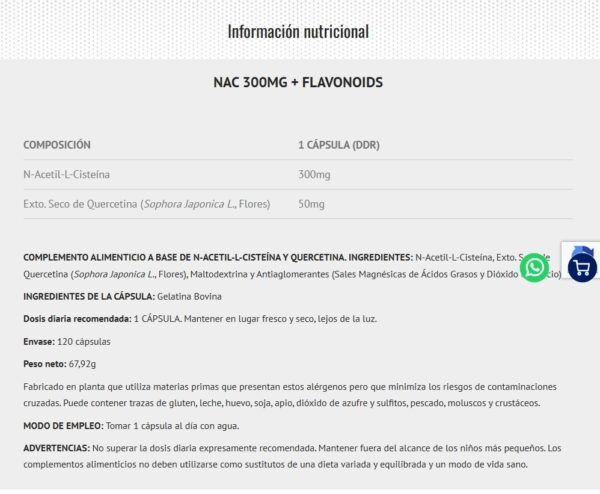 Scientiffic Nutrition Nac+ Flavonoids 300mg 120caps - Imagen 2