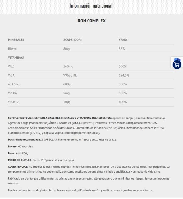 Scientiffic Nutrition Iron Complex Lipofer® 60caps - Imagen 2